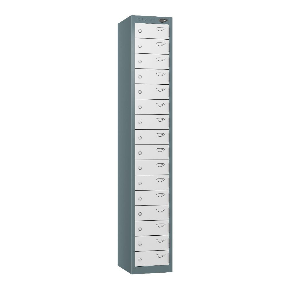 Compact 16-Door Steel Locker Slate Grey Arctic White