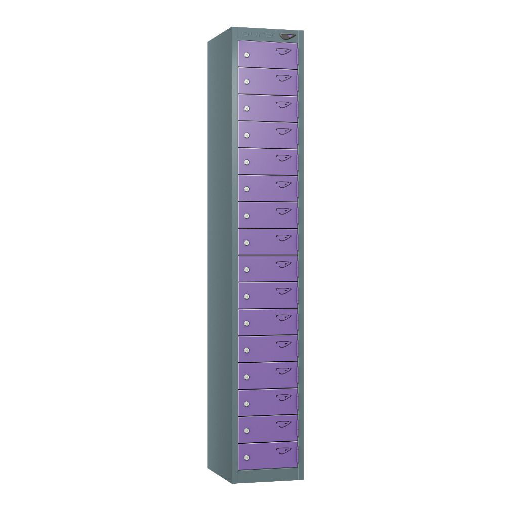 Compact 16-Door Steel Locker Slate Grey Orchid Violet