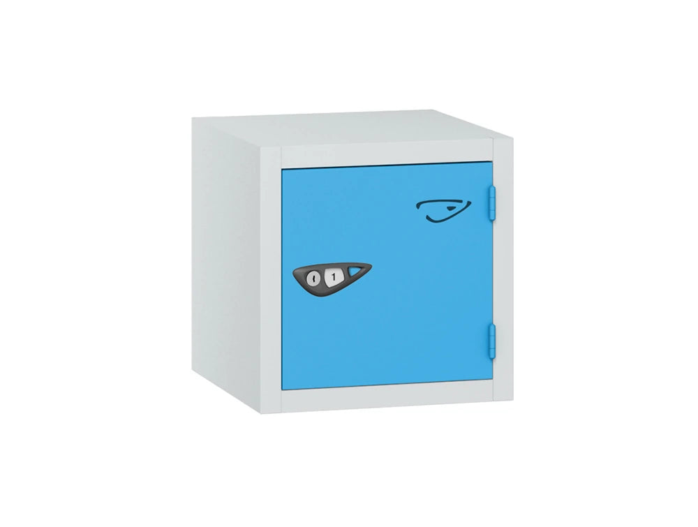 Compact Cube 1-Door Steel Locker - Arctic White & Cornflower Blue