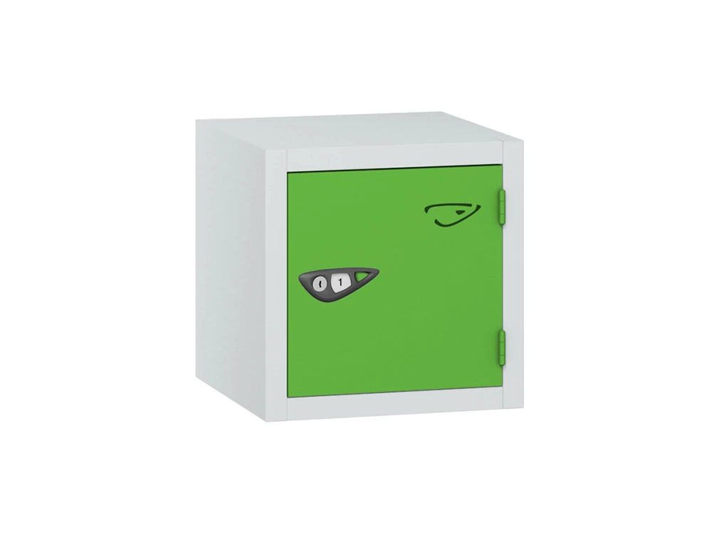 Compact Cube 1-Door Steel Locker - Arctic White & Forest Green