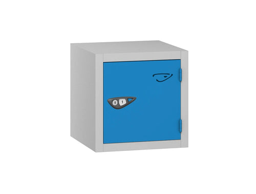 Compact Cube 1-Door Steel Locker - Pearl Silver & Cobalt Blue
