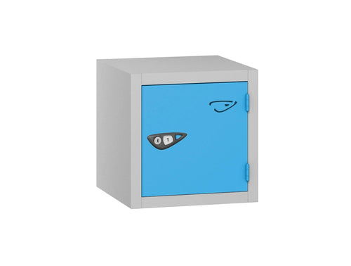 Compact Cube 1-Door Steel Locker - Pearl Silver & Cobalt Blue