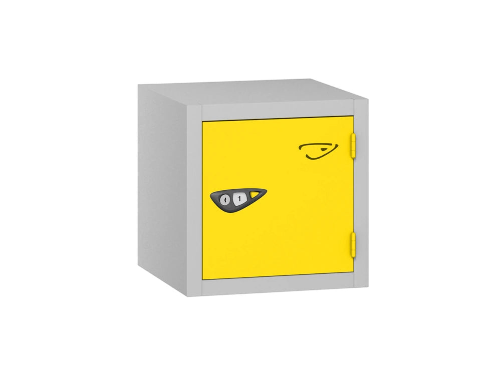 Compact Cube 1-Door Steel Locker - Pearl Silver & Lemon Yellow