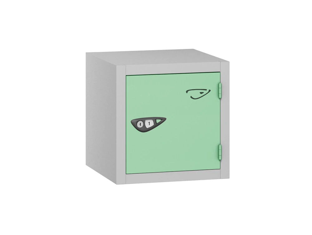 Compact Cube 1-Door Steel Locker - Pearl Silver & Mint