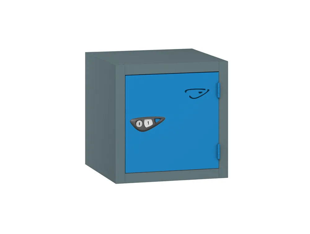 Compact Cube 1-Door Steel Locker - Slate Grey & Cobalt Blue
