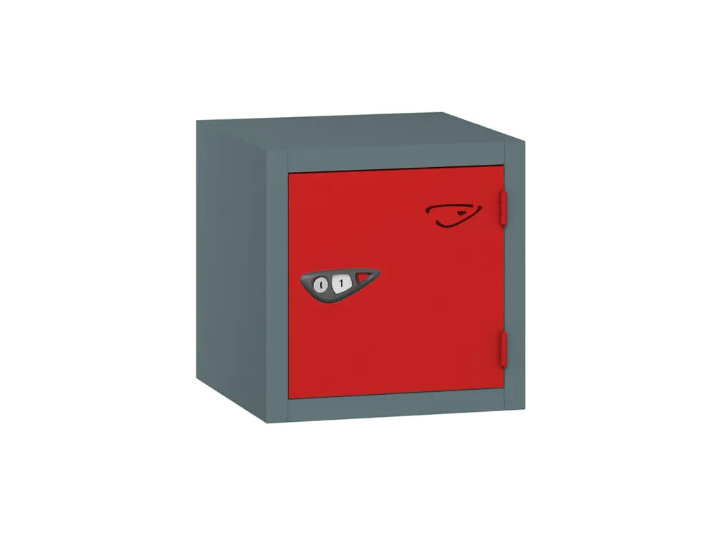 Compact Cube 1-Door Steel Locker - Slate Grey & Flame Red