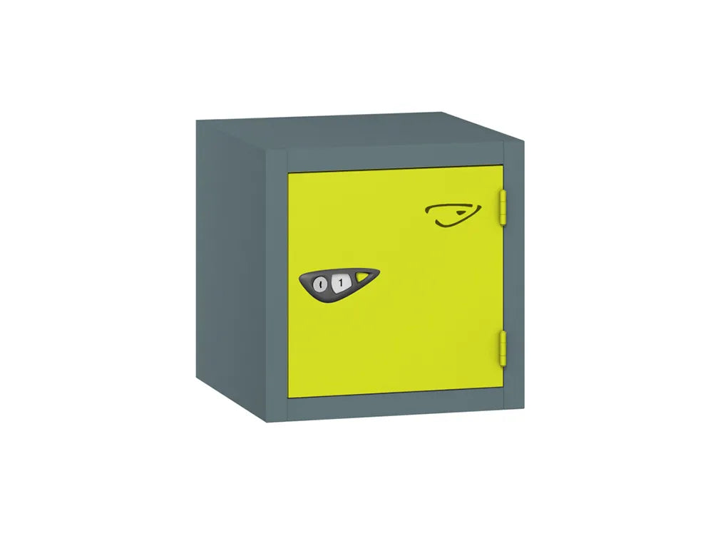 Compact Cube 1-Door Steel Locker - Slate Grey & Lime Light