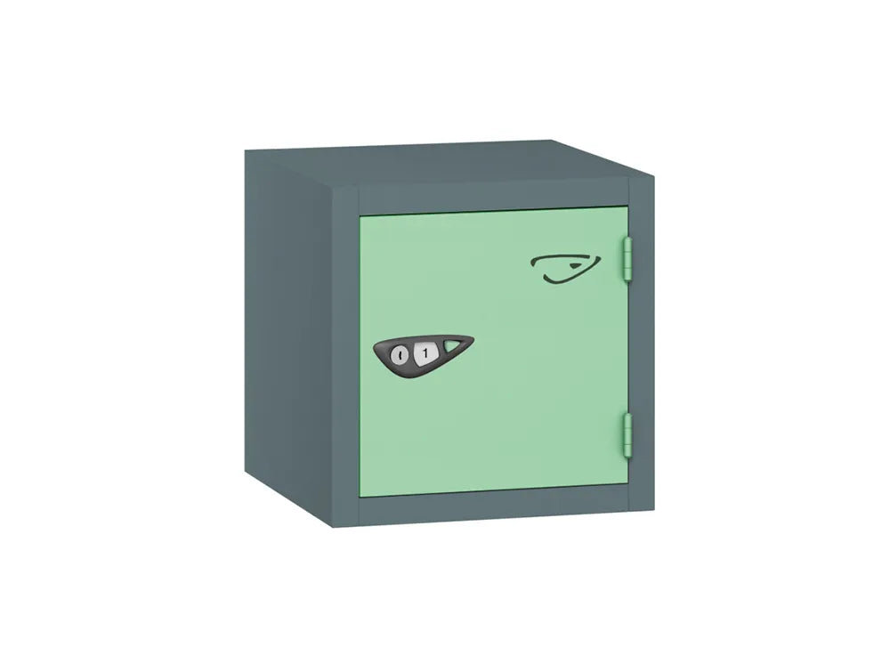 Compact Cube 1-Door Steel Locker - Slate Grey & Mint