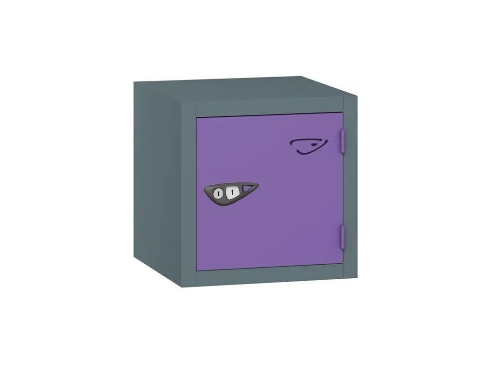 Compact Cube 1-Door Steel Locker - Slate Grey & Orchid Violet