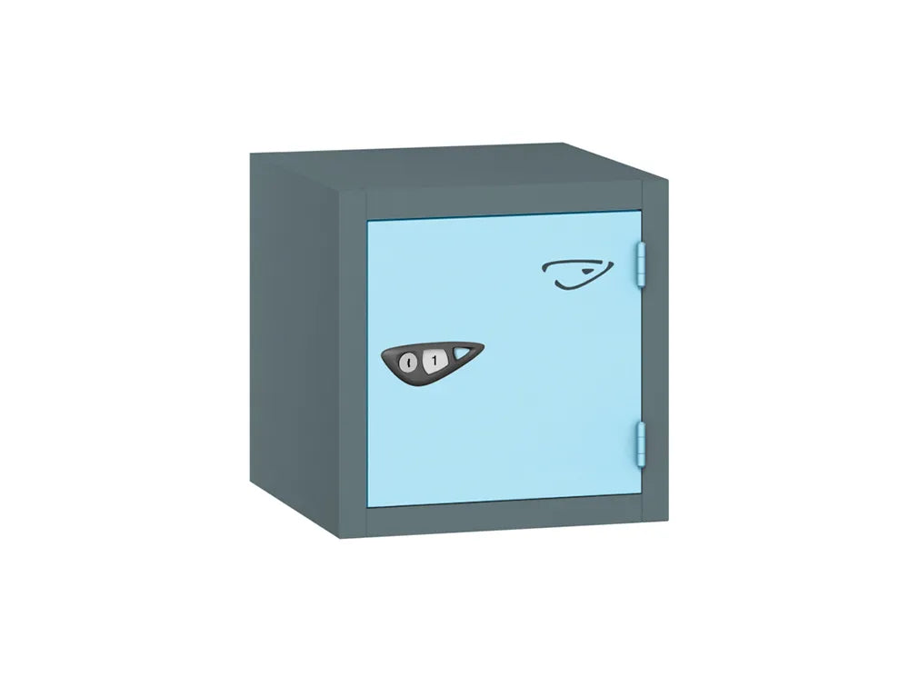 Compact Cube 1-Door Steel Locker - Slate Grey & Ribbon Blue