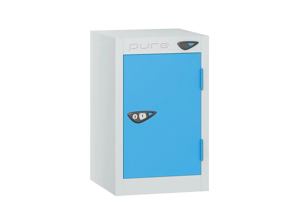 Compact Quarto 1-Door Steel Locker - Arctic White & Cornflower Blue