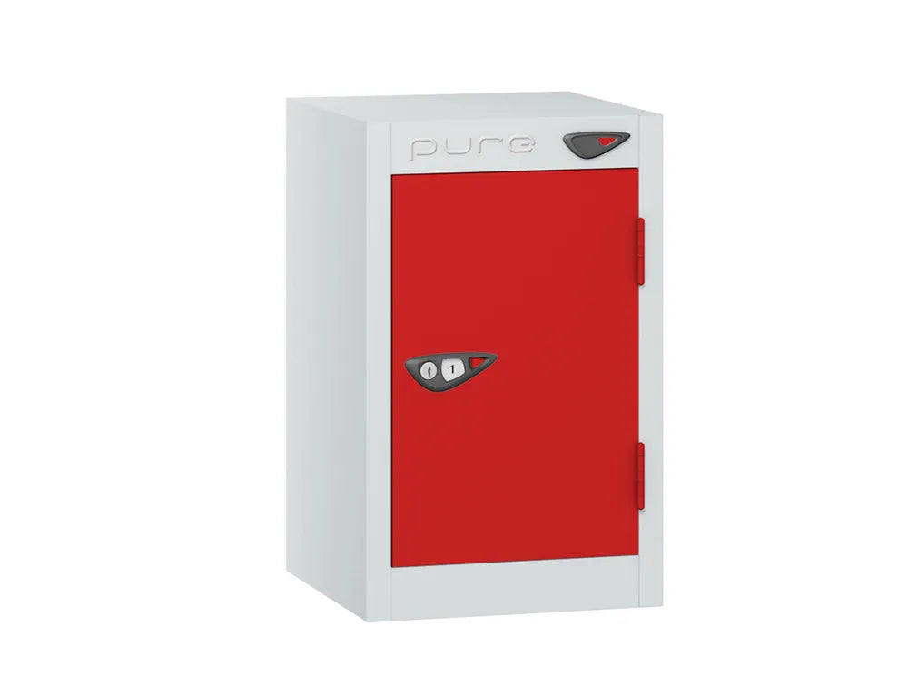 Compact Quarto 1-Door Steel Locker - Arctic White Flame Red