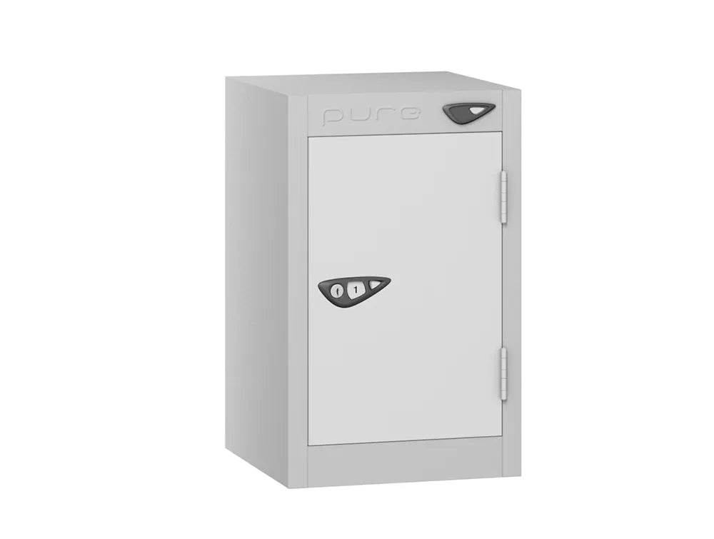Compact Quarto 1-Door Steel Locker - Pearl Silver & Arctic White
