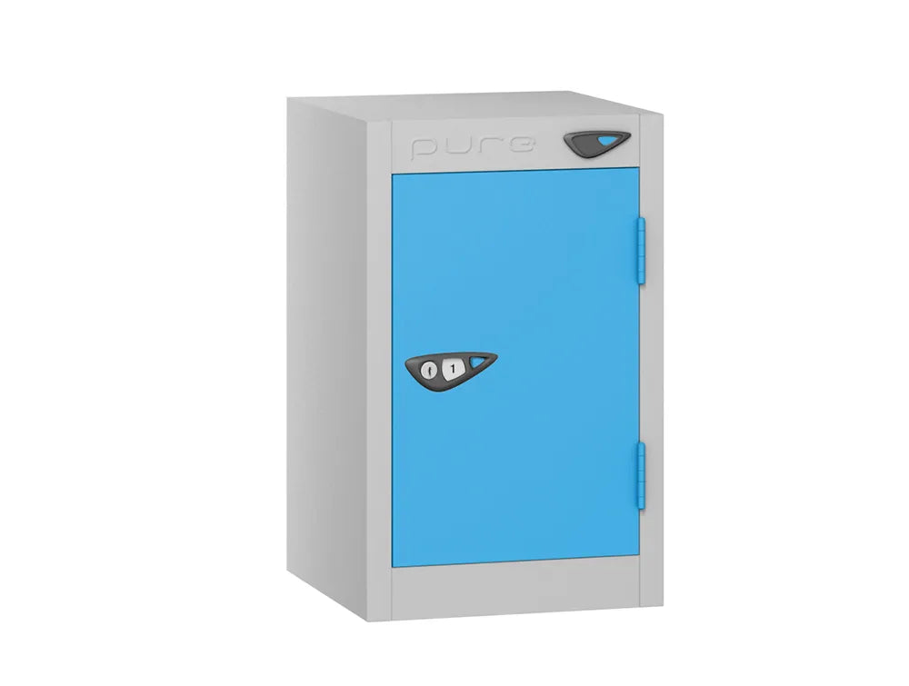 Compact Quarto 1-Door Steel Locker - Pearl Silver & Cornflower Blue