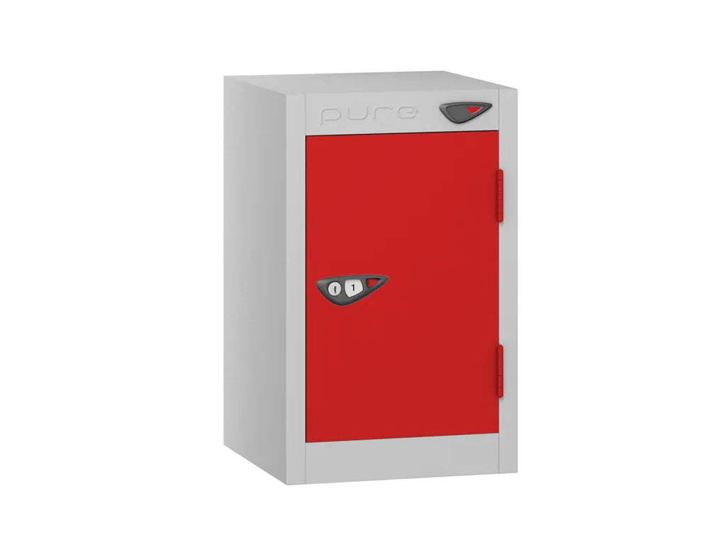 Compact Quarto 1-Door Steel Locker - Pearl Silver & Flame Red