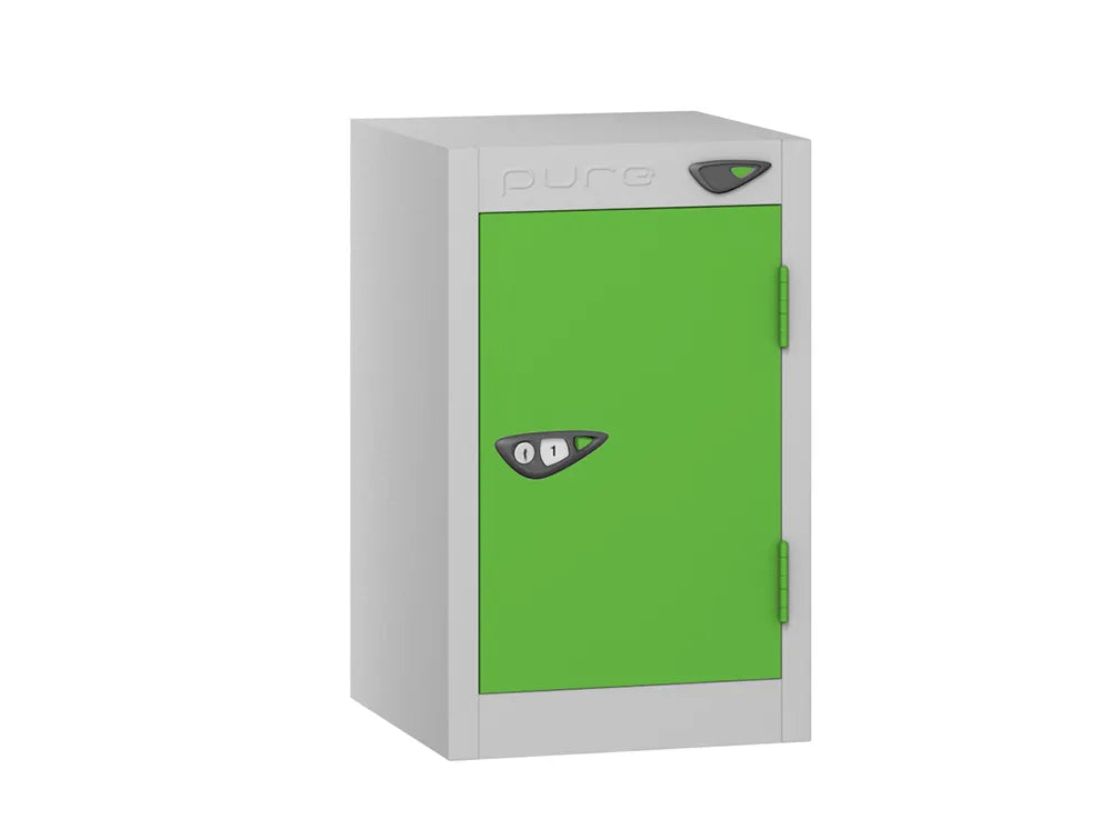 Compact Quarto 1-Door Steel Locker - Pearl Silver Forest Green