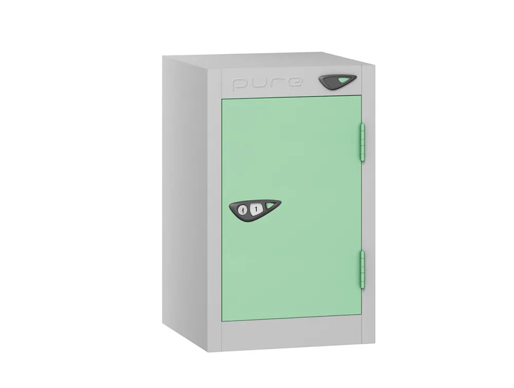 Compact Quarto 1-Door Steel Locker - Pearl Silver & Mint