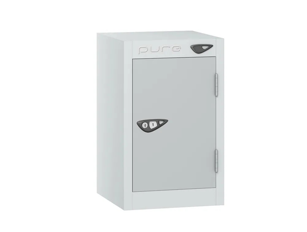 Compact Quarto 1-Door Steel Locker - Arctic White & Pearl Silver