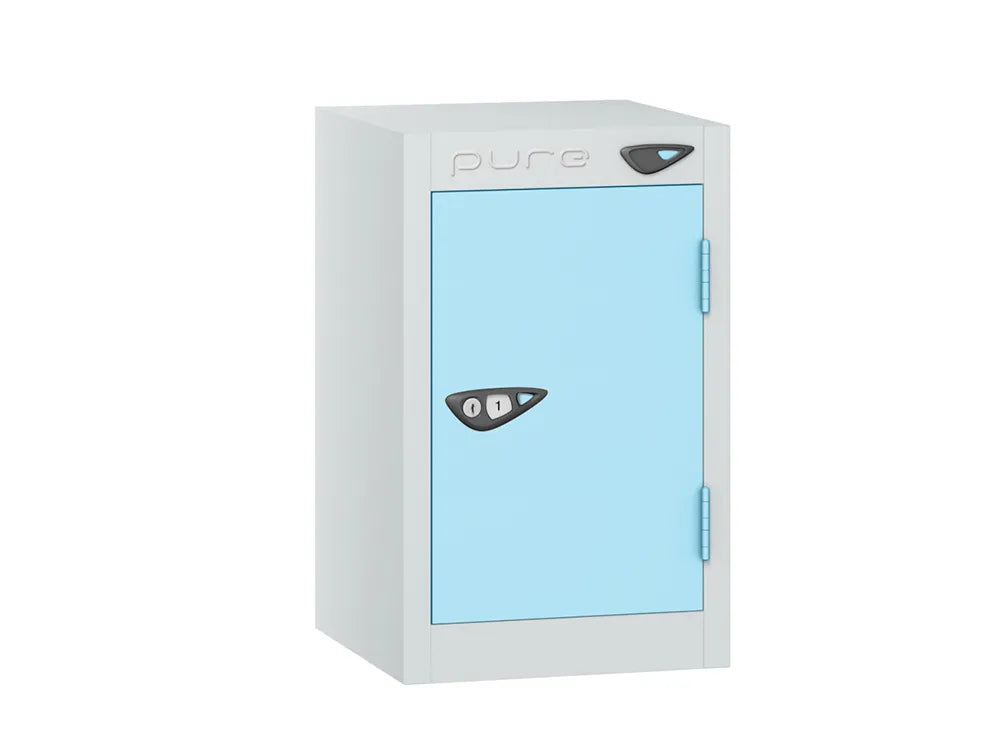 Compact Quarto 1-Door Steel Locker - Arctic White & Ribbon Blue