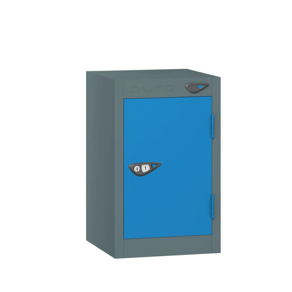 Compact Quarto 1-Door Steel Locker - Slate Grey & Cobalt Blue