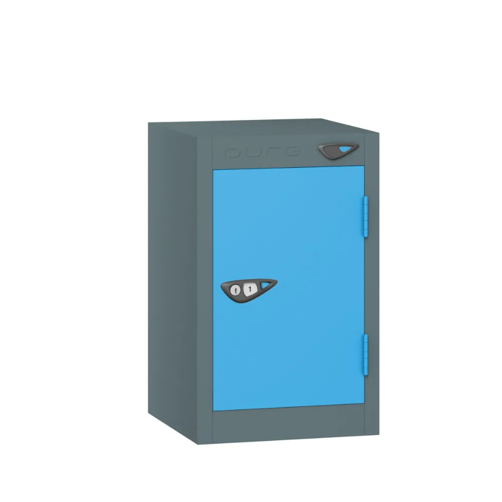 Compact Quarto 1-Door Steel Locker - Slate Grey & Cornflower Blue