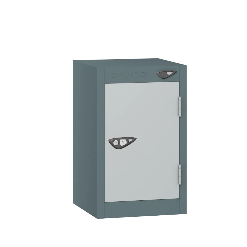 Compact Quarto 1-Door Steel Locker - Slate Grey & Pearl Silver