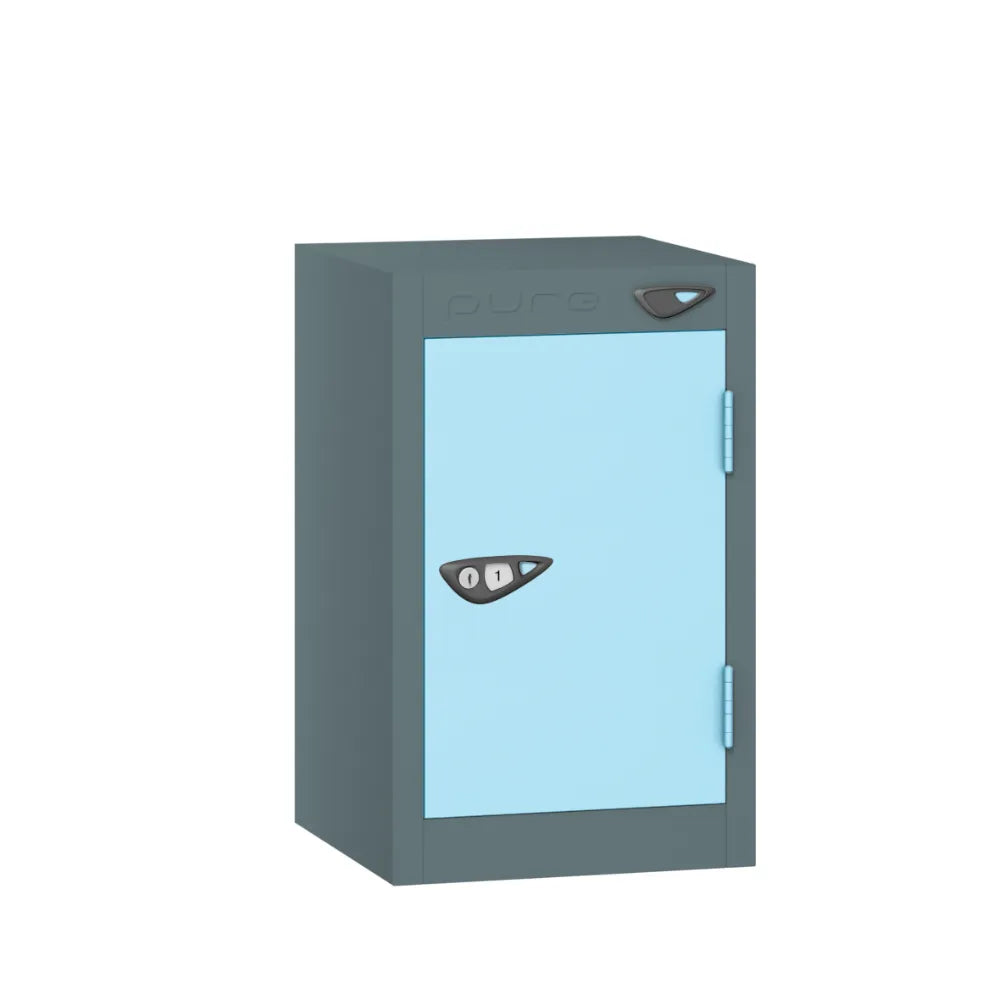 Compact Quarto 1-Door Steel Locker - Slate Grey & Ribbon Blue