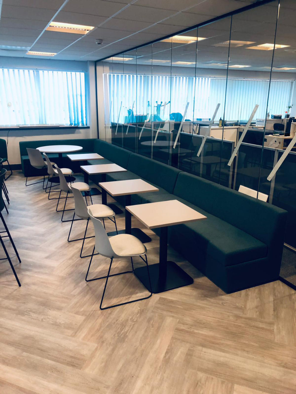 Connie Soft Seating Banquet Dining Booth with Square Table Sled Base Chair