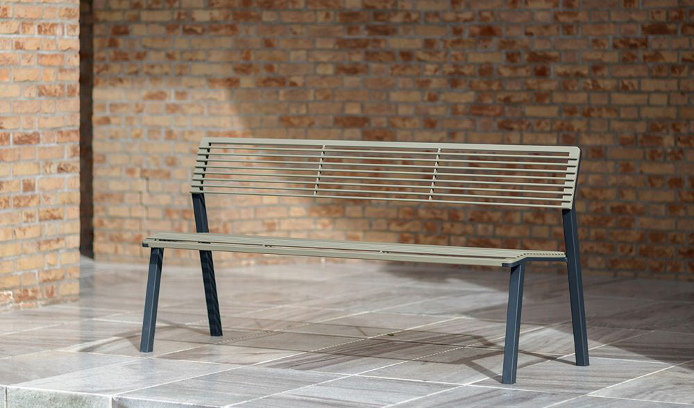 Coro Metal Outdoor Bench in Outdoor Setting 2
