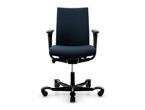Hag Creed 6004 Upholstered Chair In Blue And Black Aluminum Seat