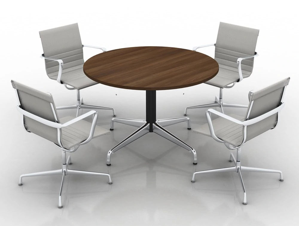Cruise Circular Meeting Table With Chrome Base With Aquila Chairs