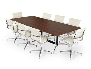 Cruise Rectangular Meeting Table With Triple Leg Chrome Base With Aquila Chairs