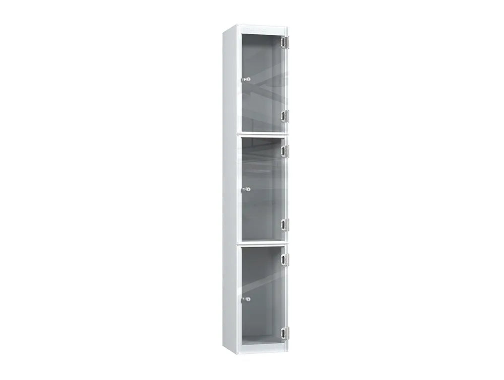 Crystal 3-Door Steel Locker - Pearl Silver