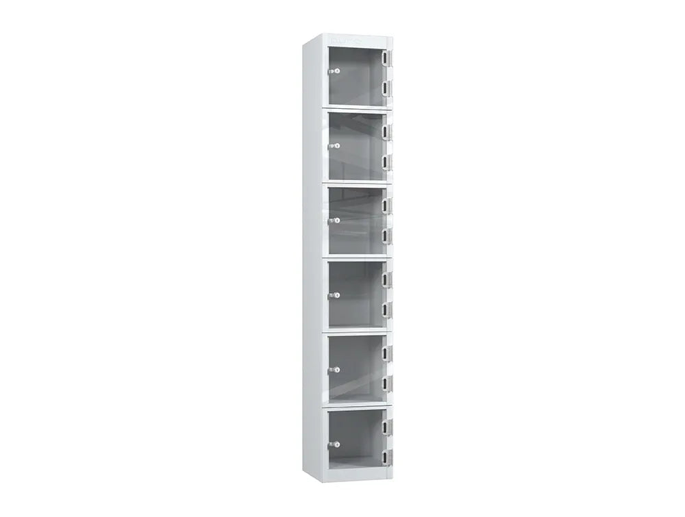 Crystal 6-Door Steel Locker - Pearl Silver