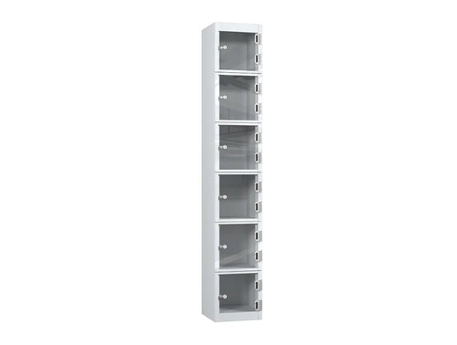 Crystal 6-Door Steel Locker - Pearl Silver