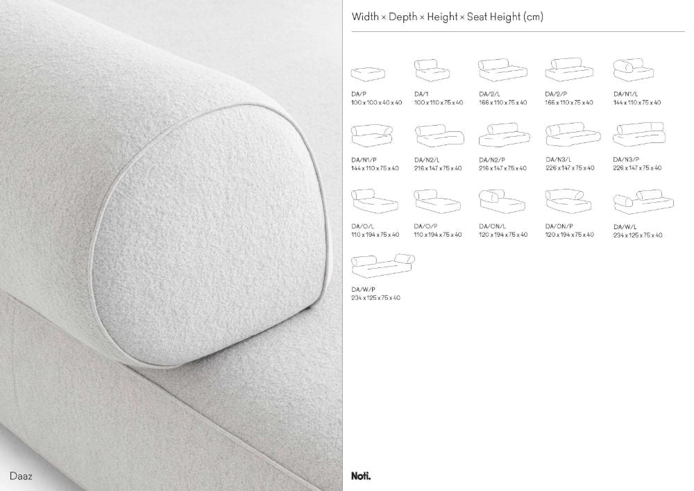 Daaz Modular Seating in Different Configurations Dimensions