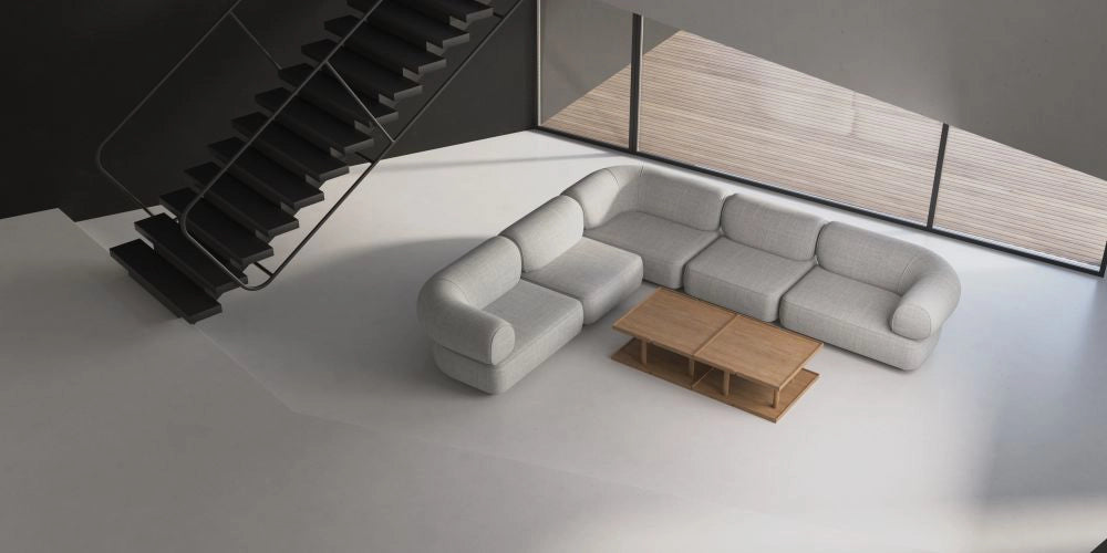 Daaz Modular Seating in Different Configurations with 2 Square Low Coffee Table