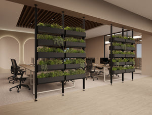 Decora 5 Level Modular Planter with Key Meeting Table and Jersey Task Chair in Modern Office Setting