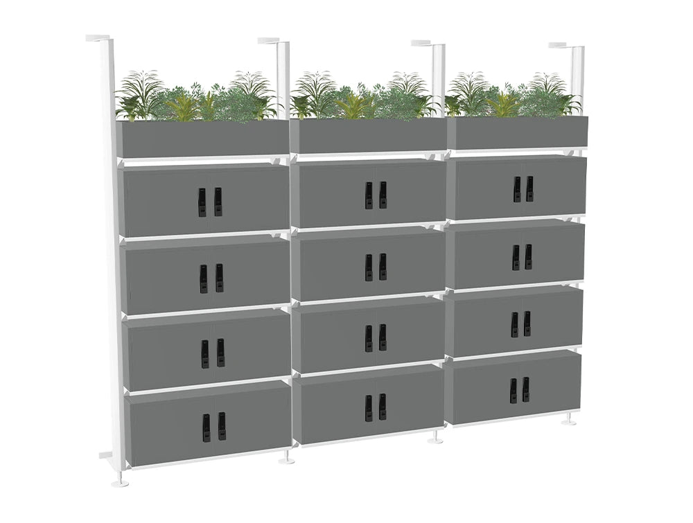 Decora Modular Against the Wall Lockers with Planters