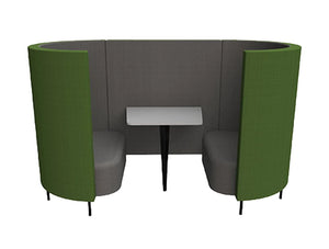 Delia 2 Seater Meeting Den With Table With Grey Interior And Green Exterior And Two Seats