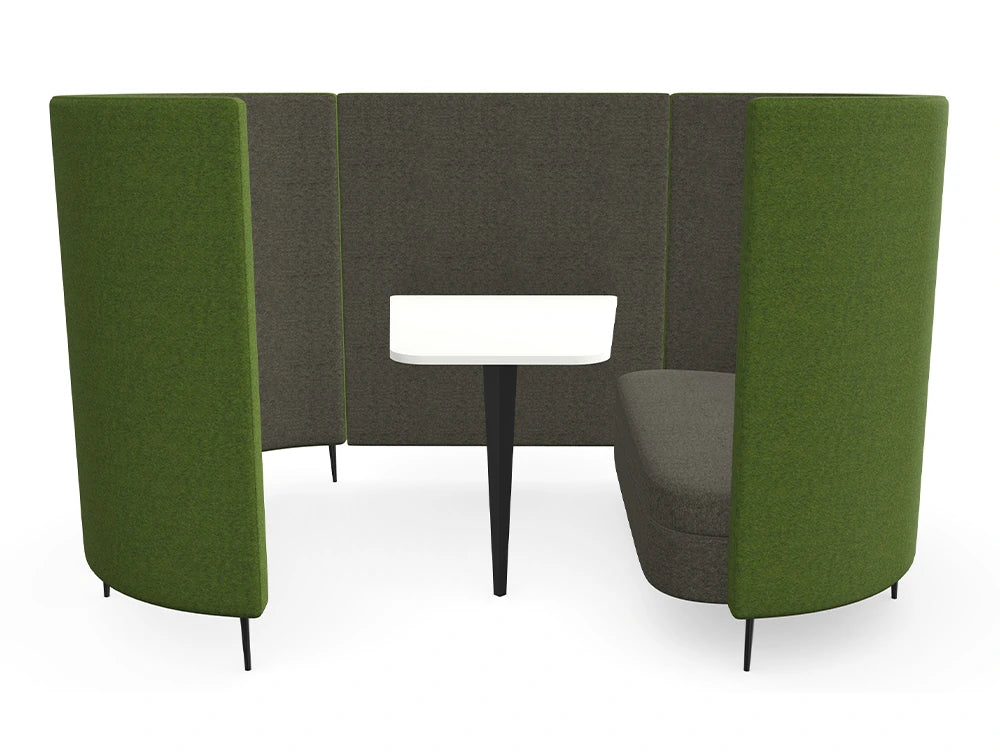 Delia 2 Seater Meeting Den With Table With Grey Interior And Green Exterior