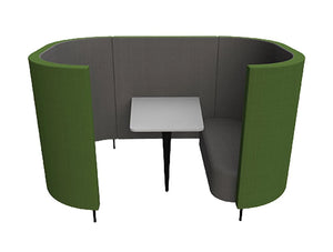 Delia 4 Seater Meeting Den With Table With Grey Interior And Green Exterior And One Seat