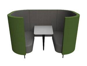 Delia 4 Seater Meeting Den With Table With Grey Interior And Green Exterior And Two Seats