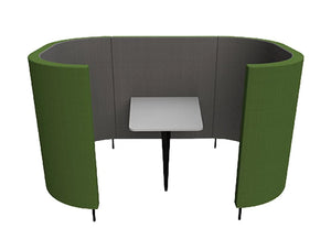 Delia 4 Seater Meeting Den With Table With Grey Interior And Green Exterior