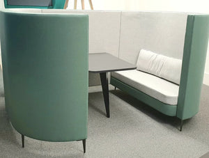 Delia 4 Seater Meeting Den With Table With Grey Interior And Teal Exterior