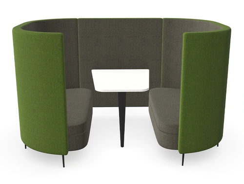 Delia 4 Seater Meeting Den With Table With Grey Interior And Green Exterior And Two Seats