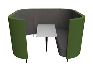 Delia 6 Seater Meeting Den With Table With Grey Interior And Green Exterior And One Seat