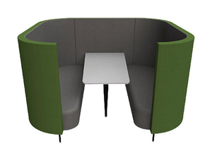 Delia 6 Seater Meeting Den With Table With Grey Interior And Green Exterior And Two Seats