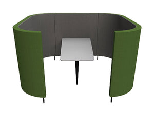Delia 6 Seater Meeting Den With Table With Grey Interior And Green Exterior