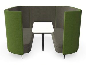 Delia 6 Seater Meeting Den With Table With Grey Interior And Green Exterior And Two Seats